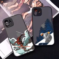 skiing snow snowboard skis phone case for iphone x xr xs 7 8 plus 11 12 13 pro max 13mini translucent matte case