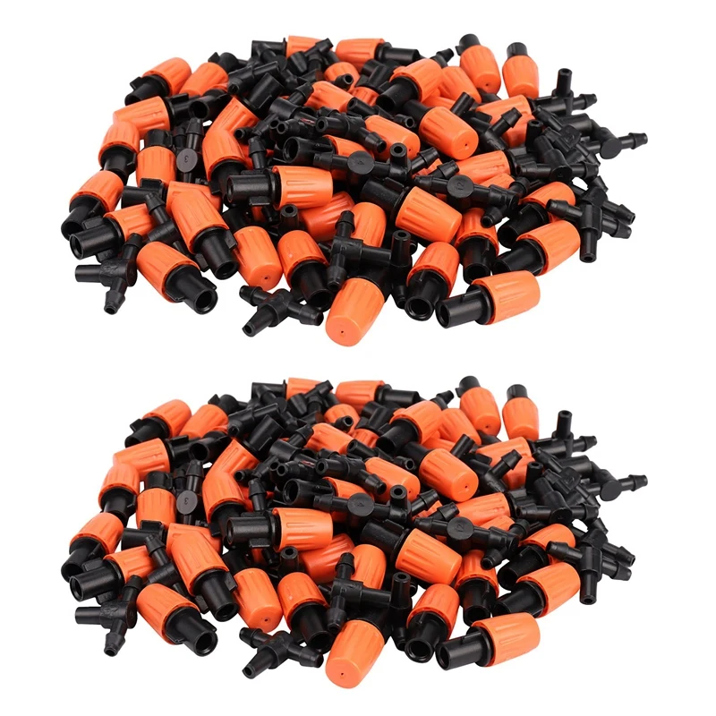 

Best 100Pcs Adjustable Garden Irrigation System Watering Sprayer Misting Nozzles Sprinkler Heads With Barbed Tee Connectors