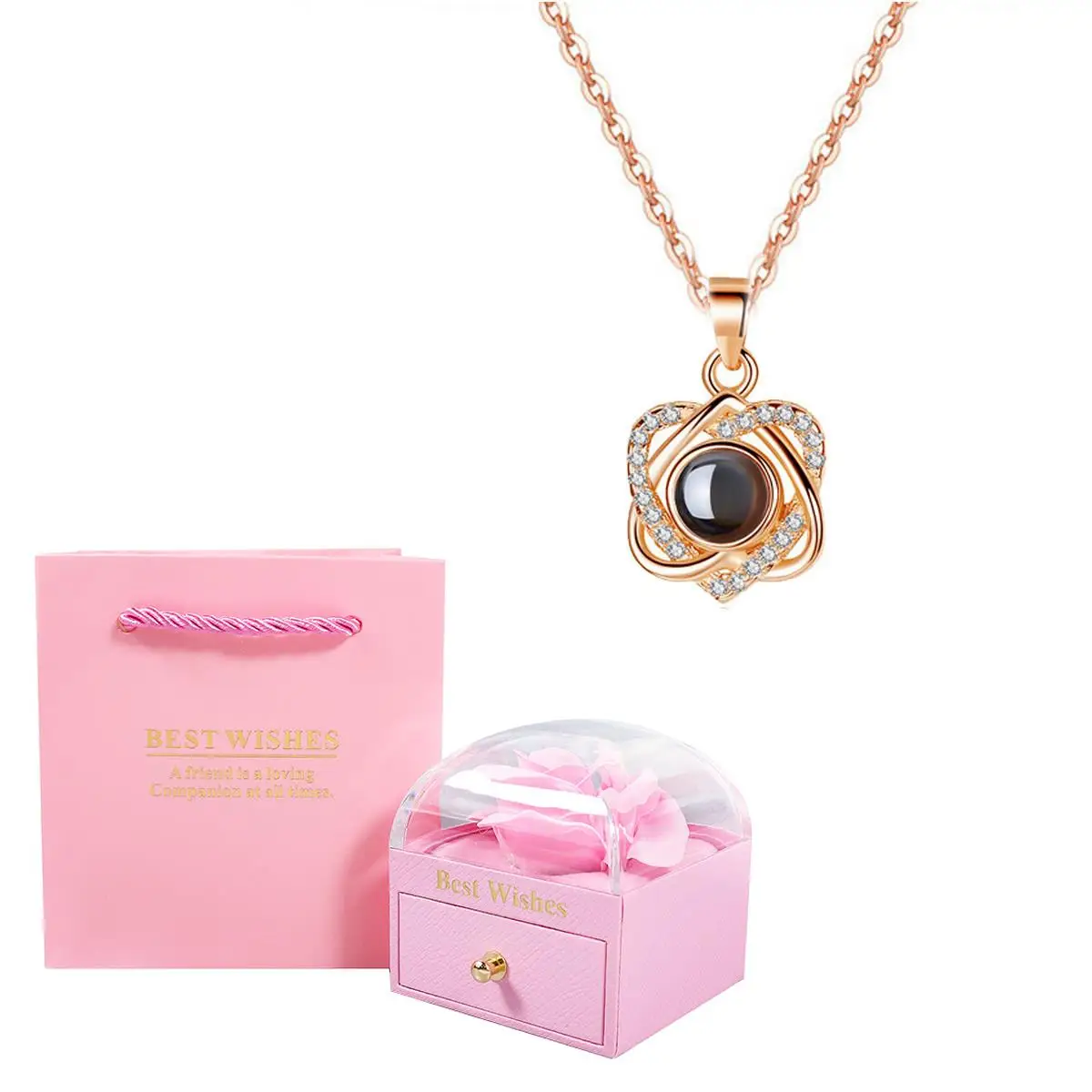 Ожерелье с подвеской в виде цветка розы 100 языков