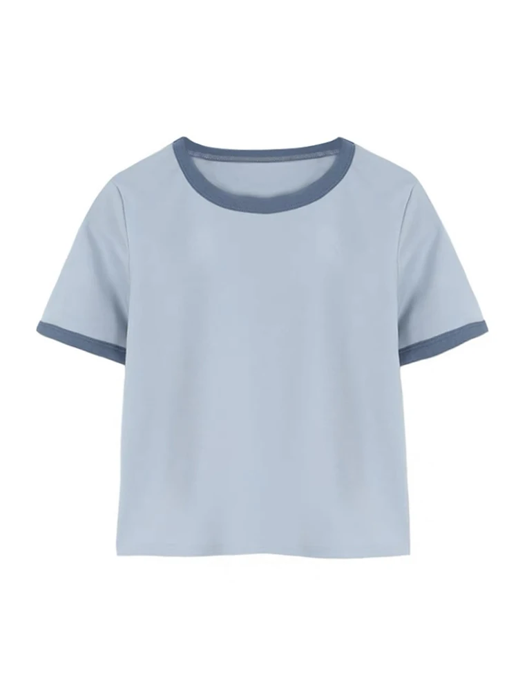 Женская футболка с коротким рукавом простая Универсальная контрастных цветов в