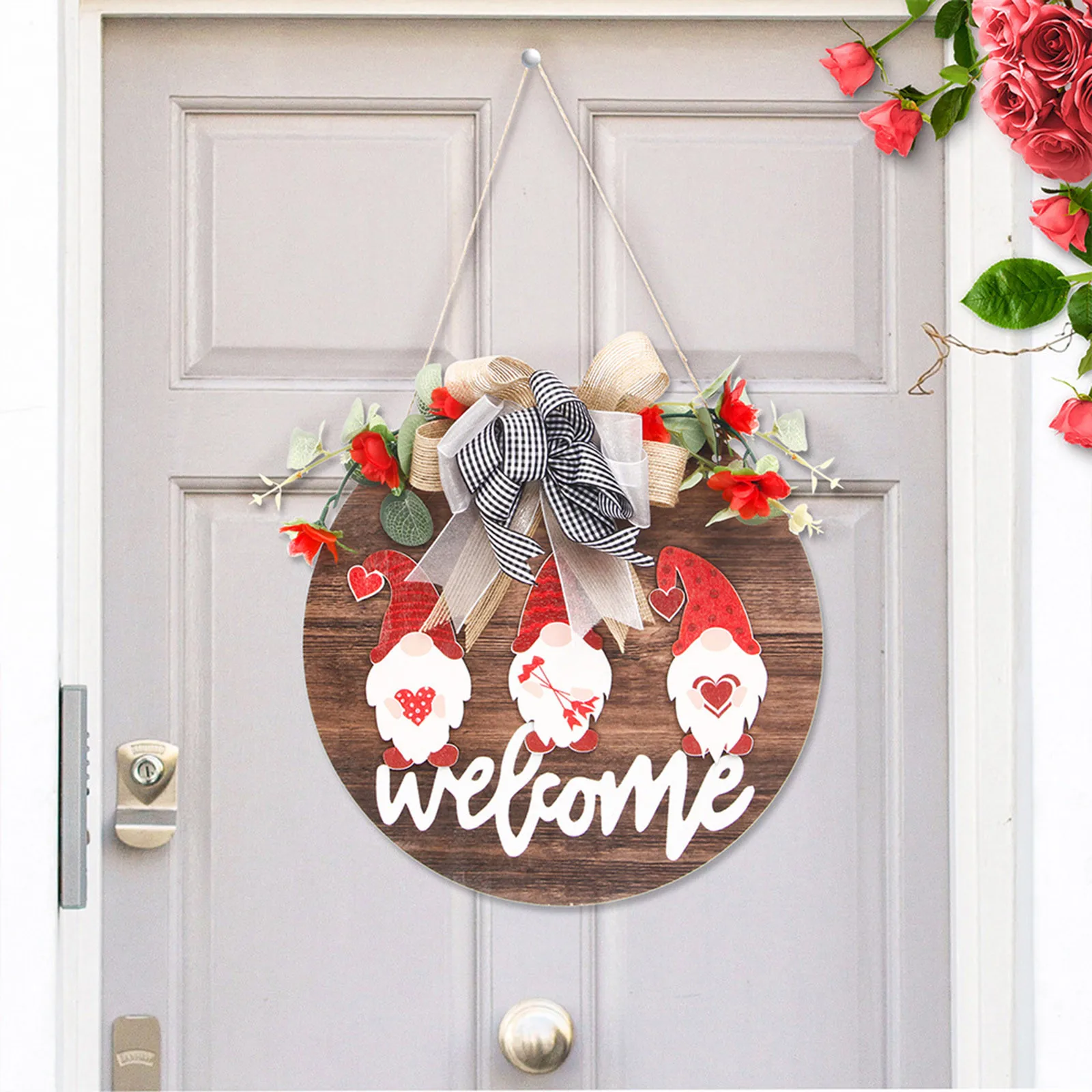 

С наклейками, кукла, легко снять, розовая любовь, дверной знак, декоративные деревянные подвески, рождественские украшения