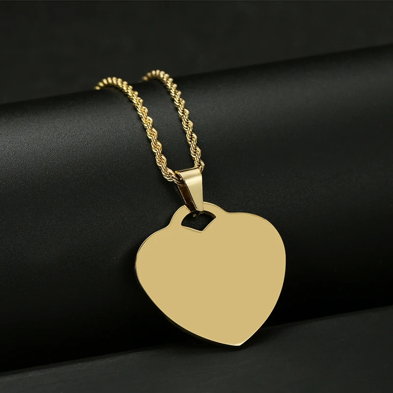 Ожерелье с подвеской в виде сердца из нержавеющей стали гравировкой на заказ