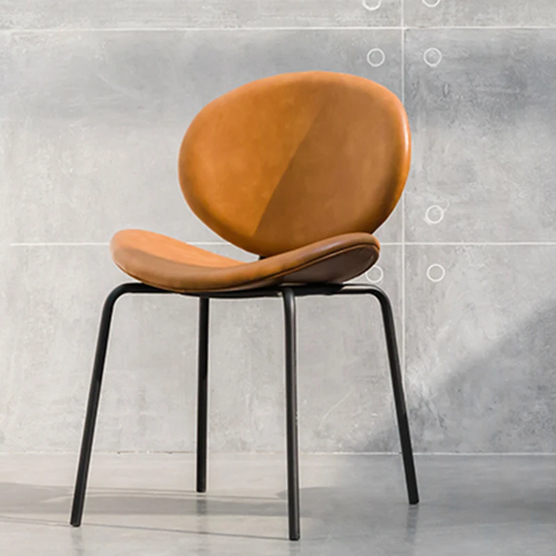 

Leather Lounge Chair Designer Soft Modern Luxury Dining Chairs Nordic Bedroom Balcony Pouf Custom-made Sillas Household Items