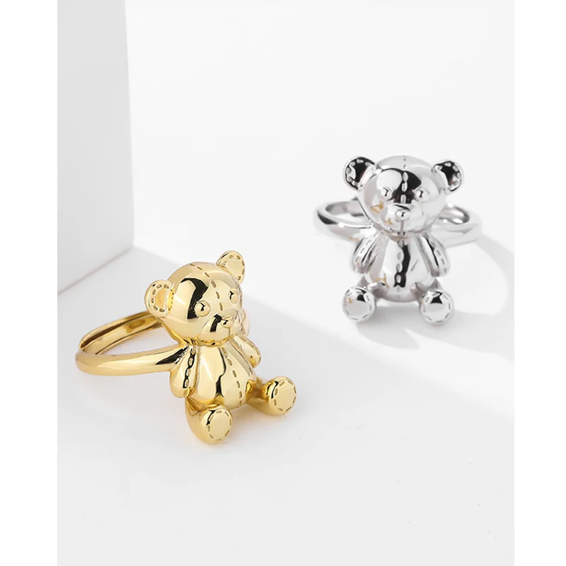 

MLKENLY, оригинальный дизайн, искусственное серебряное кольцо с медведем, женский дизайн, нишевое кольцо с открытым ветром, трехмерное кольцо с...