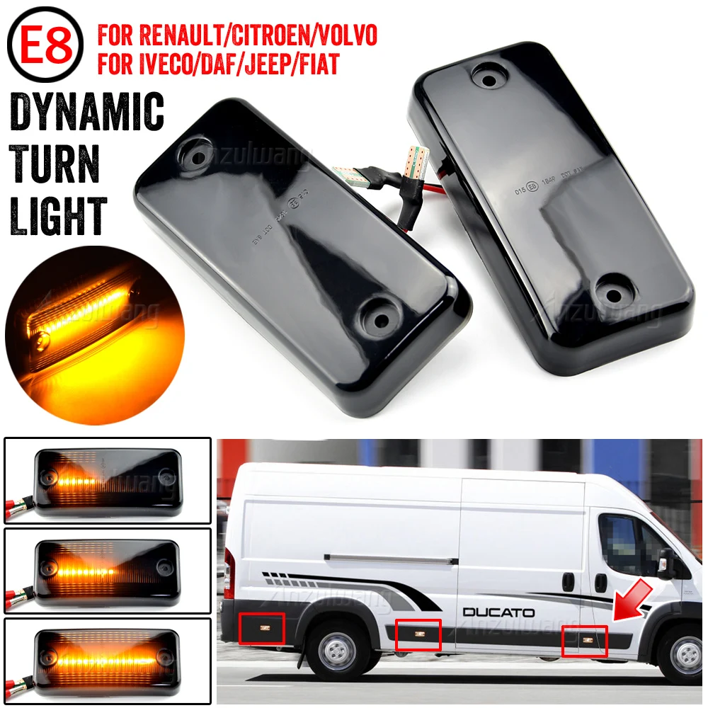 

2pcs Dynamic LED Side Marker Turn Signal Blinker Light For Iveco Fiat Ducato Citroen Relay Peugeot Boxer Renault VOLVO MAN