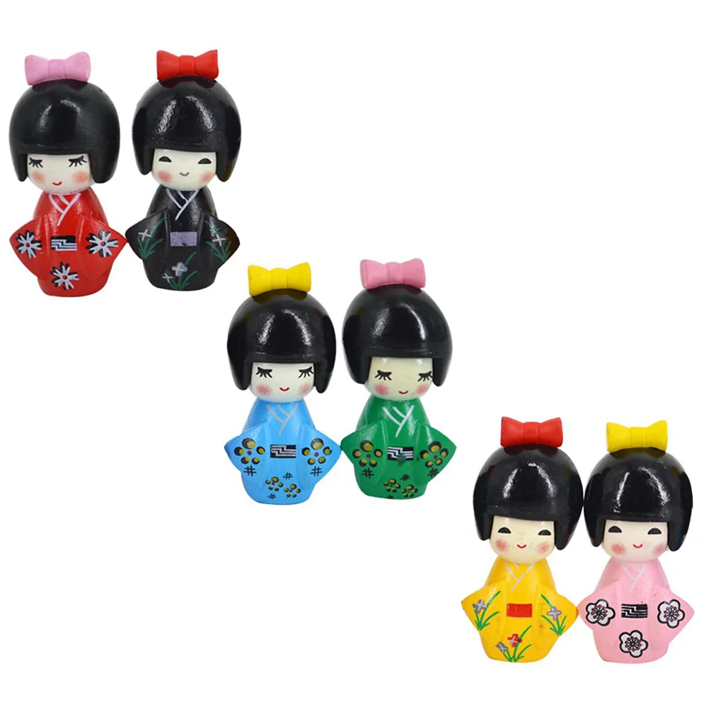 

6 Pcs Toys Miniature Garden Ornaments Kimono Statue Flower Japanese Girls Glass Terrarium Baby