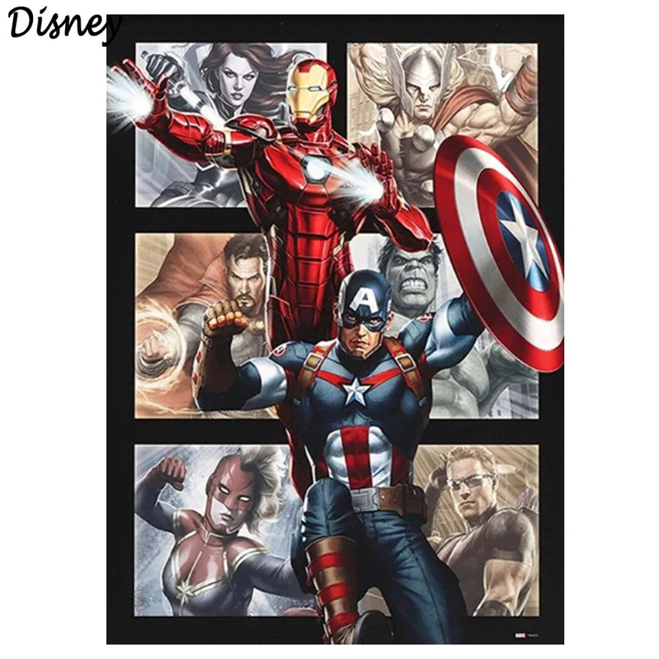 

Diy 5d Full Diamond Painting Embroidery Marvel Superheroes Captain America Iron Man Cross Stitch Square Round Drill Handmade