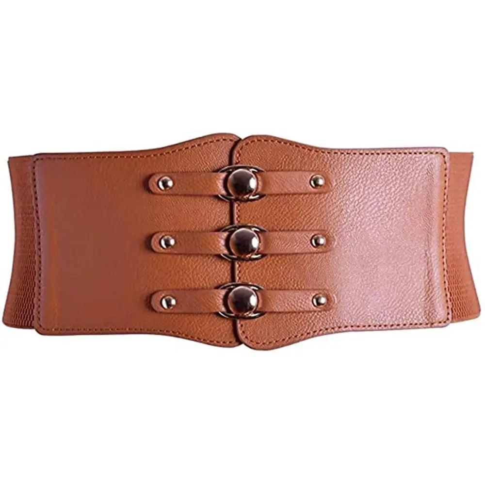 

Female All-match Slimming Body Corset PU Leather Cummerbund Elastic Waist Strap Skirt Decorations Wide Waistband
