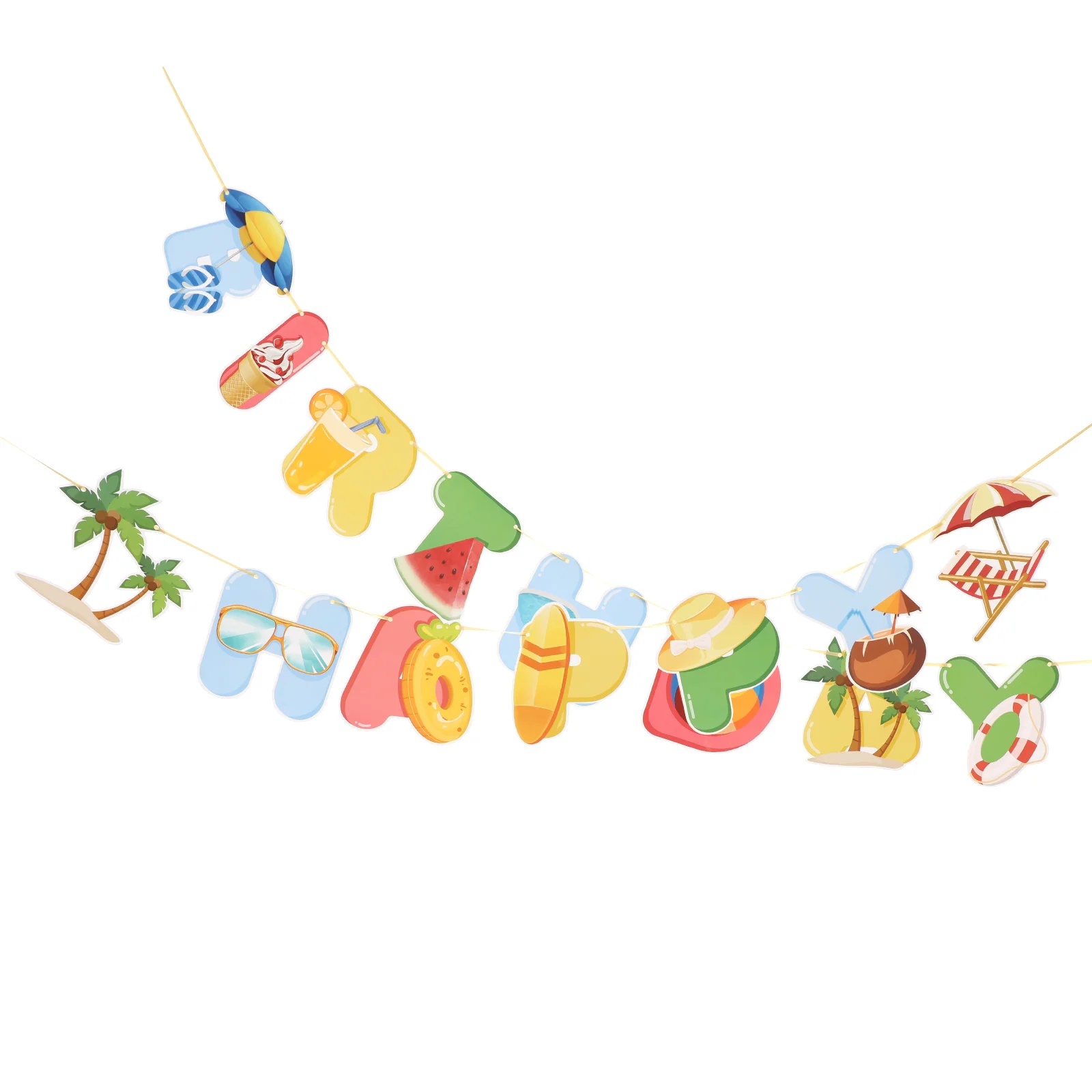 

Birthday Party Banner Hawaiian Decorations Luau Decor Beach Happy Garland Tropical Ornament Pool Supplies Hawaii Themed Diy