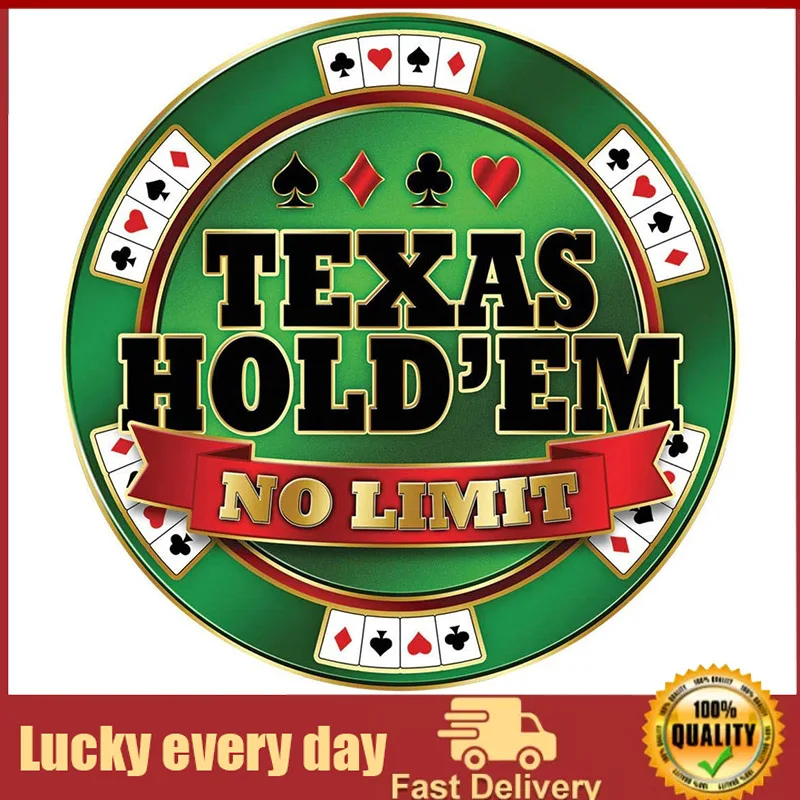 

Texas Holdem Poker Round Metal Tin Sign for Shop Bar Home Wall Decor 12" Diameter outdoor decor vintage decor