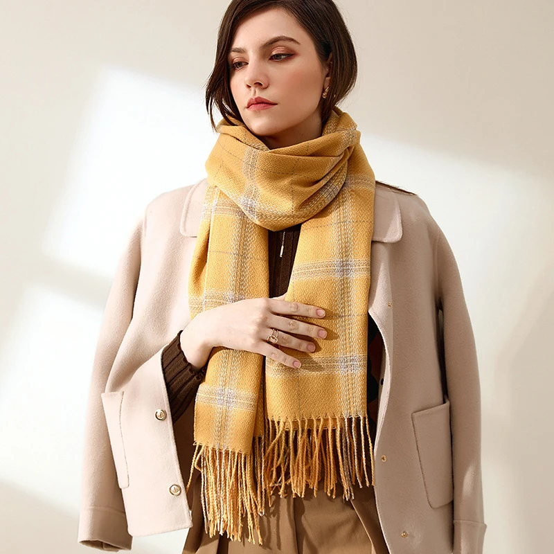 GOPLUS Scarf Women Luxury Korean Style Scarves 2022 Plaid Soft Bufandas Tassel Female Pink Foulard Jersey Pareo Echarpe Shawl |