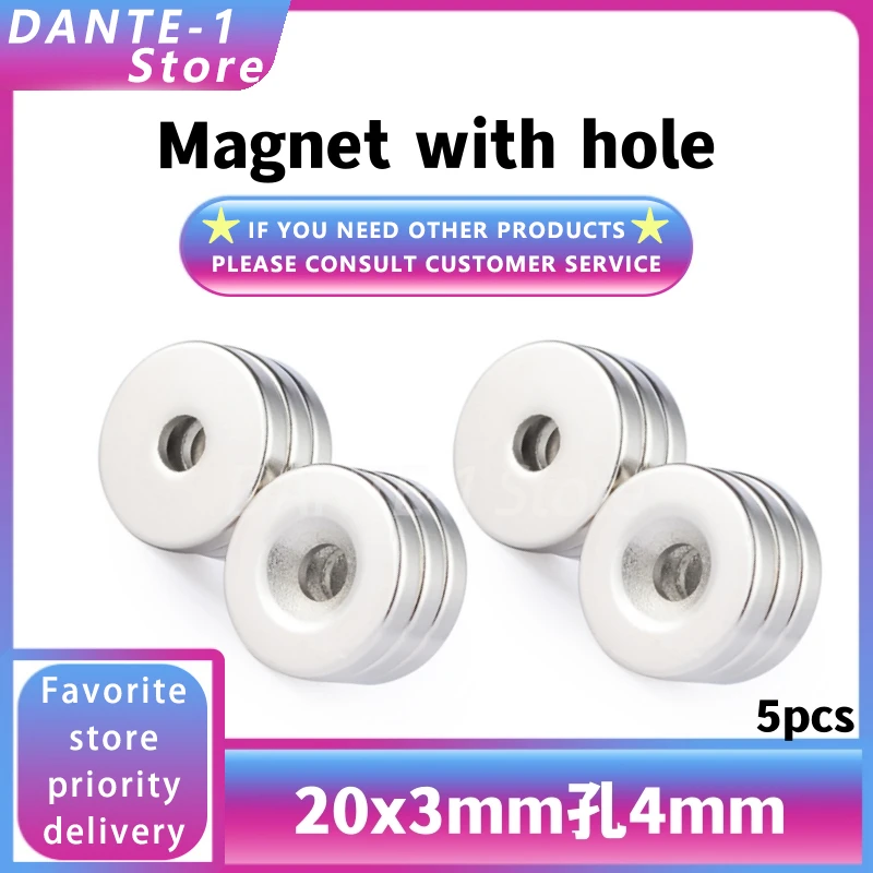 Круглый магнит с отверстием 20x4 отверстие 5 мм сильный NdFeB лист 20*4 маленький сталь