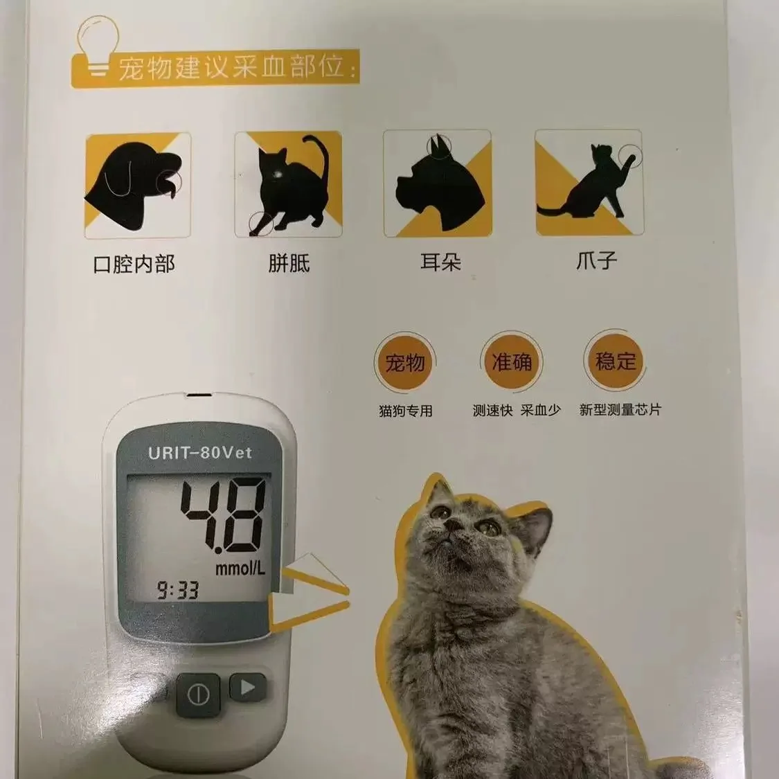 тест-полоски Urit 80Vet Cat Dog Animal для диабета G80Vet 25 шт. измерения уровня глюкозы в крови