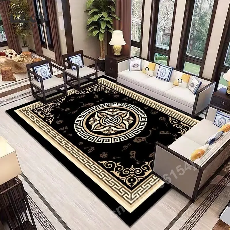 

Luxury Black Carpet for Living Room Home Decoration Sofa Chair Stool Area Rugs Anti-slip Bedroom Cloakroom Washable Floor Mats