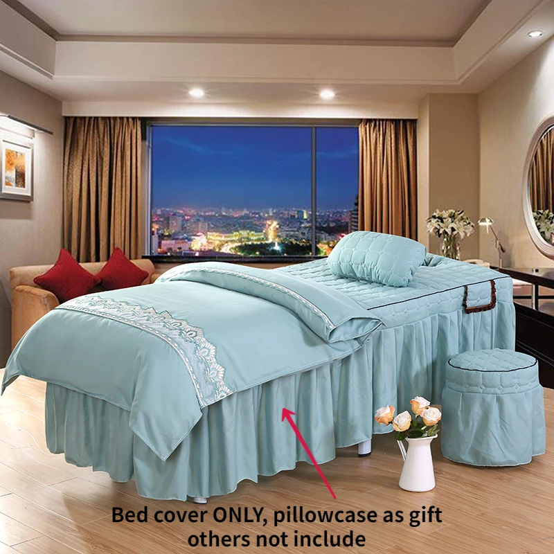 

1pcs Ruffle Bed Skirt Beauty Salon Massage Table Bed Cover Bedspread Skin-Friendly SPA Bed Full Cover with Hole Colchas