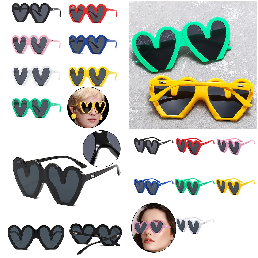 

Солнцезащитные очки в форме сердца для женщин, модные милые и пикантные винтажные солнечные очки «кошачий глаз» в стиле ретро, с большой оправой, защитные очки унисекс