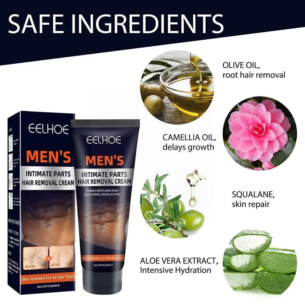 

Men Hair Removal Cream Painless Hair Remover Armpit Legs Arms Depilatory Cream Skin Care Body Care For Men Women 60ml U0Z6