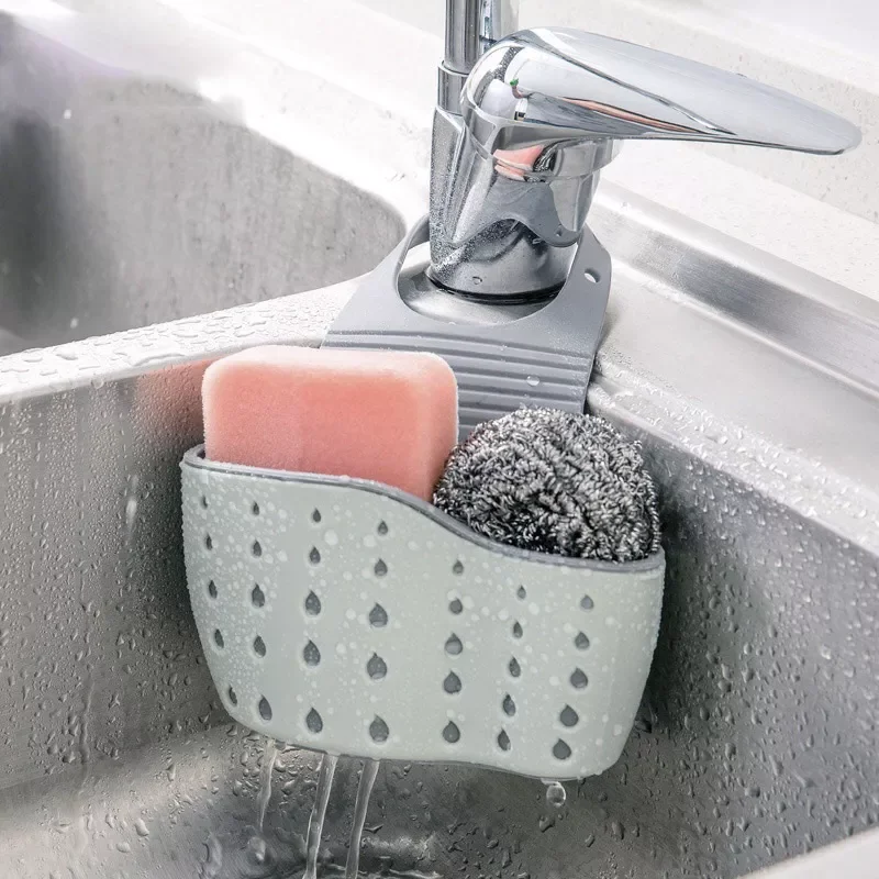

Kitchen Accessories Utensils Organizer Adjustable Snap Sink Soap Sponge Holder Kitchen Hanging Drain Basket Kitchen Gadgets