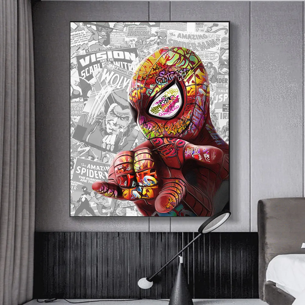 

Spiderman Comics Style Canvas Painting Decor Posters Art Superhero The Avengers Picture Prints For Living Room Decoration Gifts