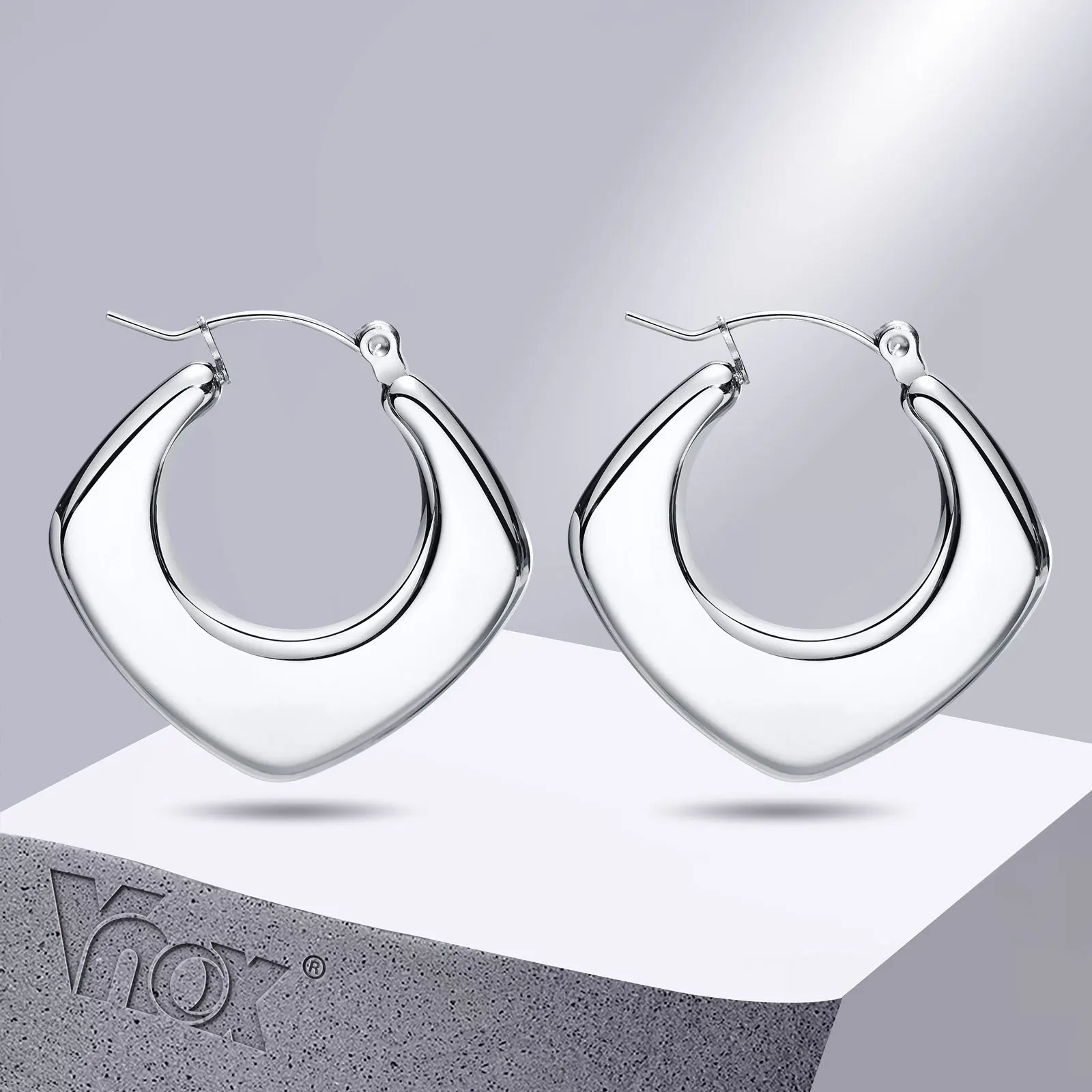 

Vnox Geometric Women Earrings, Gold Plated Stainless Steel Huggies, Minimalist Metal Occident Hollow Hoops, Cool Girls Jewelry