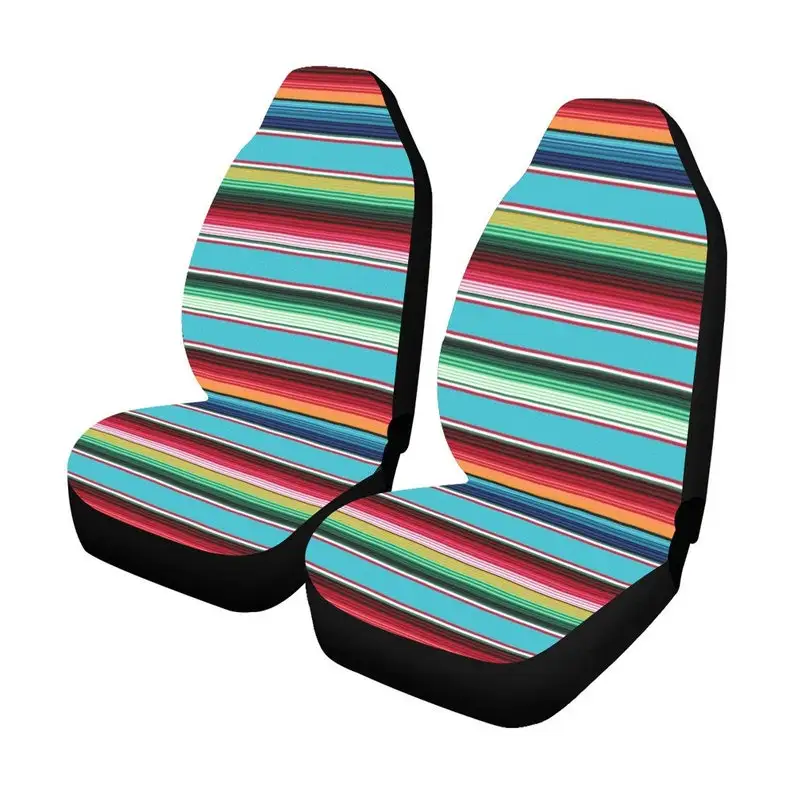 

Turquoise Serape Striped Car Seat Covers (Set of 2), Pattern10 Car Accessory, Vehicle Seat Covers, Mexican Blanket Stripes