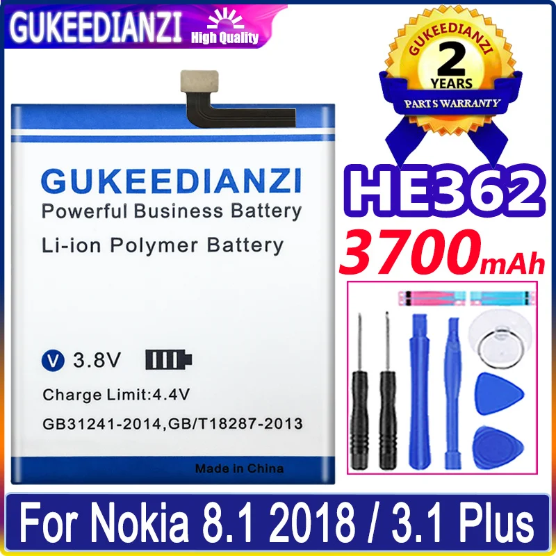 

Новый аккумулятор 3700 мАч HE362, Сменный аккумулятор для Nokia 8,1 2018 3,1 Plus Мобильный телефон батареи + Бесплатные инструменты