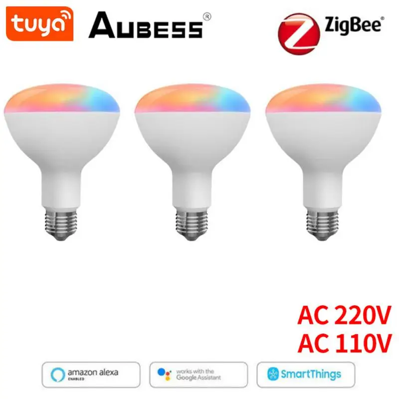 

Умная светодиодсветильник лампа Tuya Zigbee, умная лампа с RGB + белым + теплым свесветильник для Google Home, Alexa, Alice, BR30