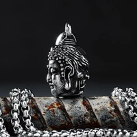 maitreya evil necklace religion men stainless steel buddha pendant justice demon chain punk rock rap for biker male jewelry gift