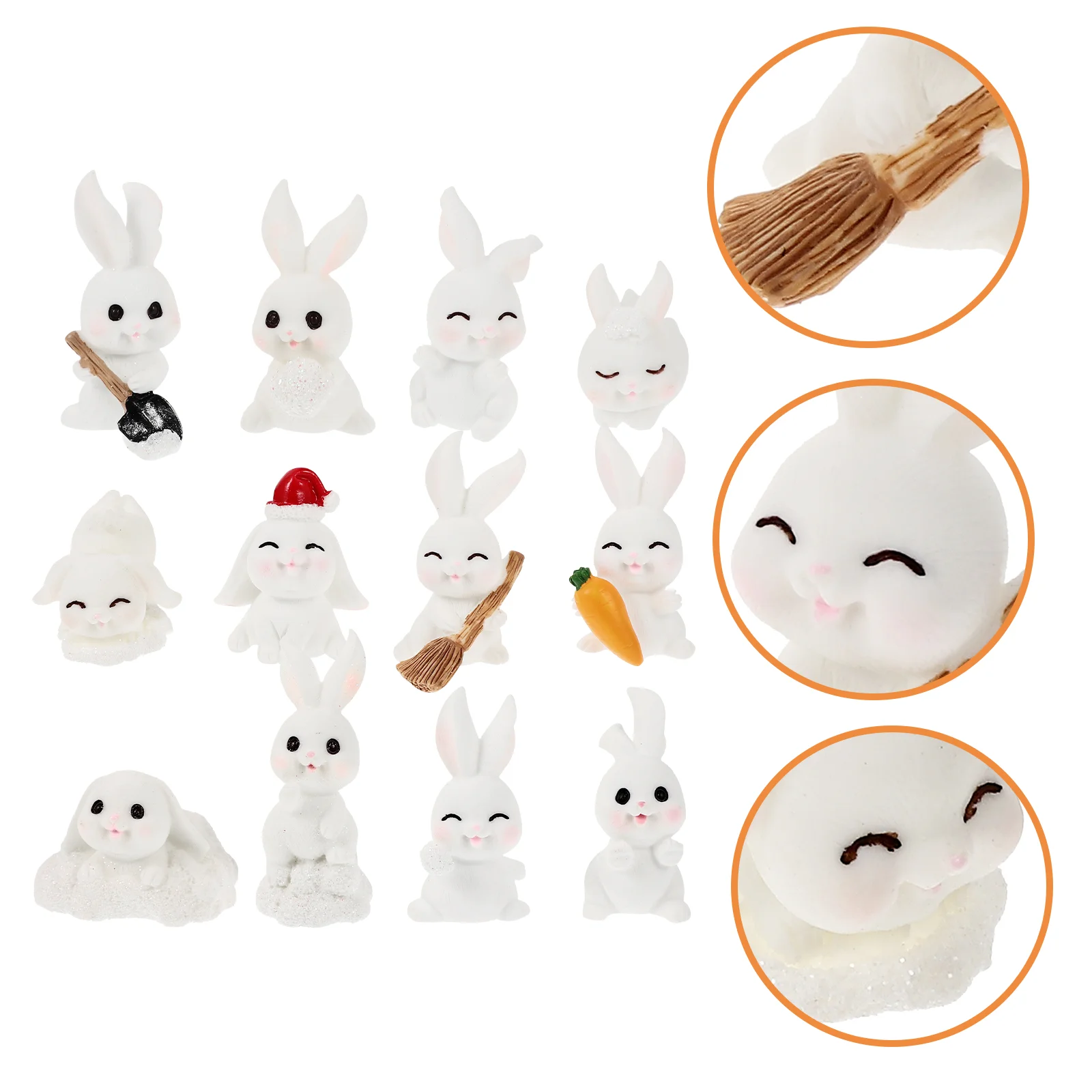

12 Pcs Statuette Miniature Bunny Figure Micro Landscape Figurines Home Decor Ornament Household Decorate Craft Rabbit Animal