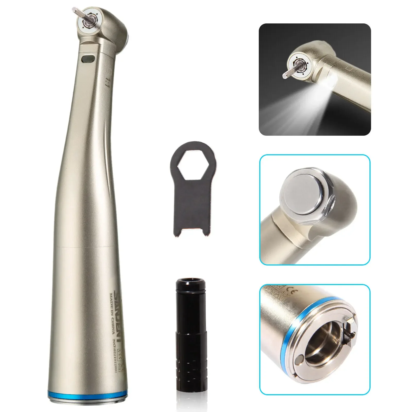 Стоматологический светодиодный светильник оптоволоконный наконечник 1:1 CONTRA ANGLE