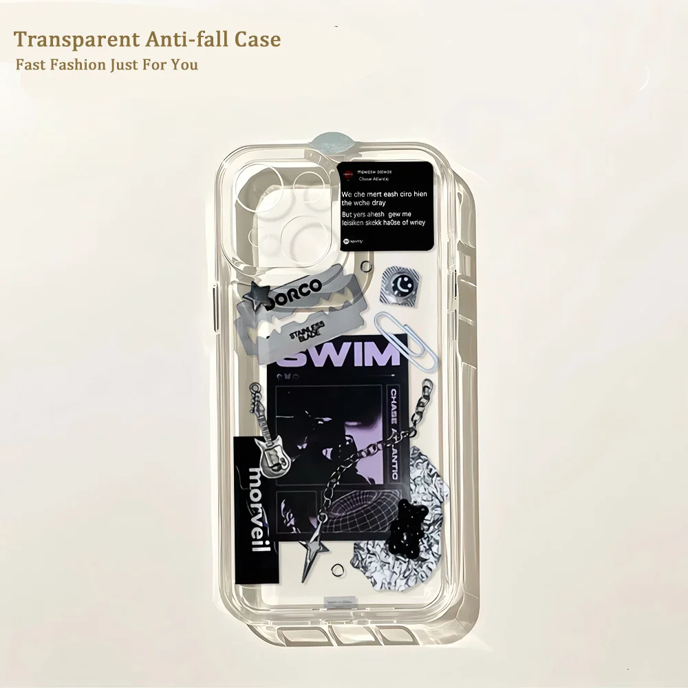 Фото Чехол для телефона Fashion Band Chases Atlantics для iPhone 17 16 16e 15 14 13 12 11 Mini Pro Max X XR 8 Air Plus, прозрачная задняя крышка №4
