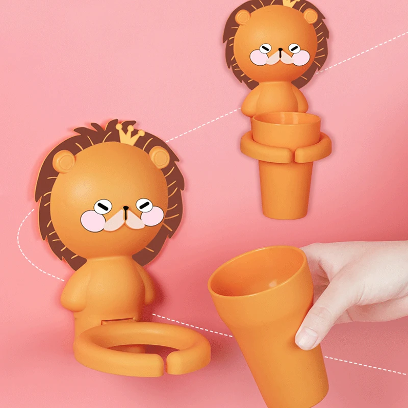 

Cartoon Kids Tooth Cup Set With Storage Rack Bathroom Accessories Wall Hanging Children Mouthwash Cup For Boys Girls Accessories