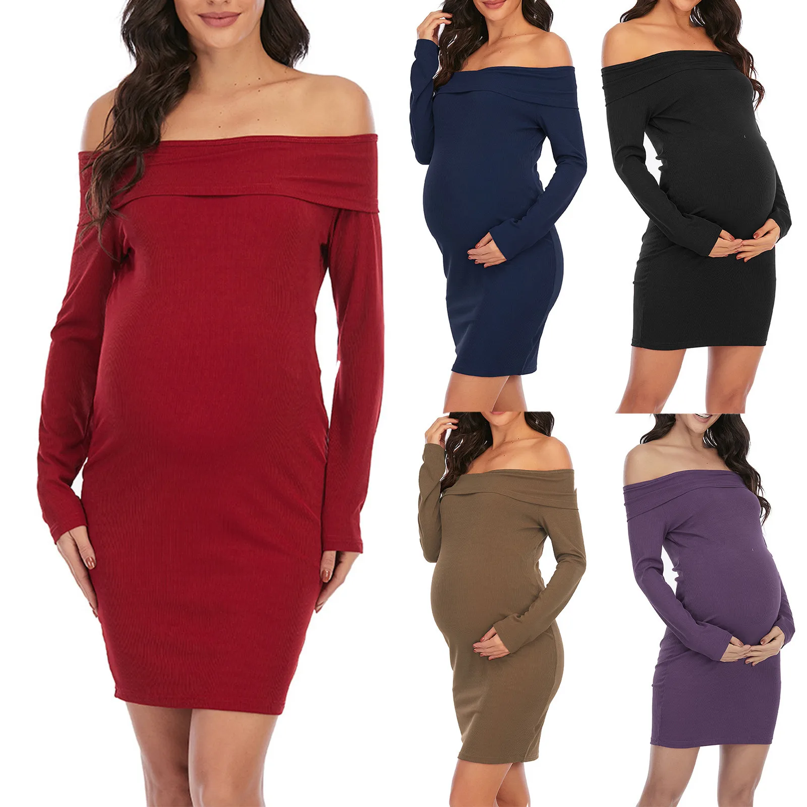 

Женское платье с длинным рукавом и воротником-стойкой