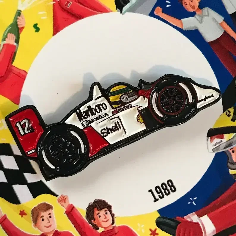 Автомобильная твердая эмалированная булавка Ayrton Senna F-one