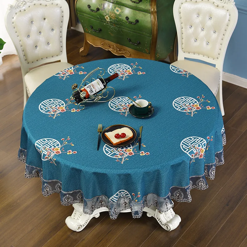 

Anti-scalding and oil-proof round table tablecloth pastoral fabric round dining table table mat cloth cover