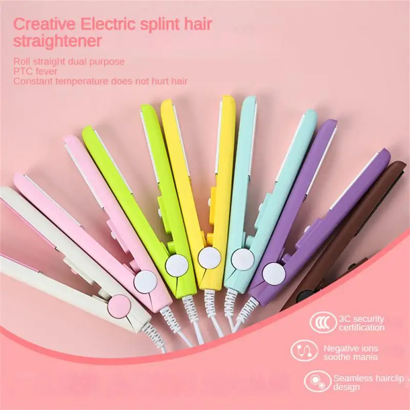 

Mini Hair Straightener Clipboard Small Power Plug Curling Hair Straight Hair Girls Air Bangs Portable Hair Straightener Tools