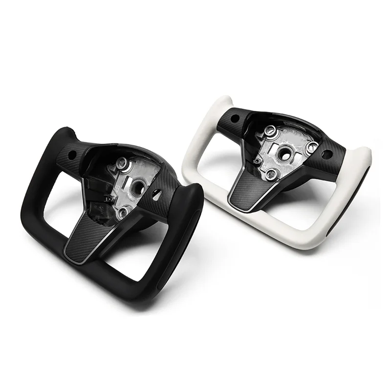 

Руль в стиле Yoke Style с панелью из углеродного волокна для Tesla Model 3 / Model Y 2017 18 19 20 21 2022, черный, без подогрева