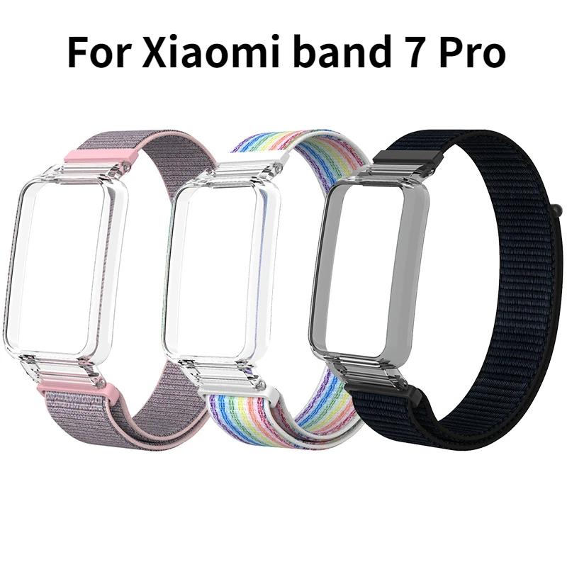 

Nylon Strap For Xiaomi Band 7 Pro With Protector Case Replacement Sports Bracelet Breathable Wristband Mi band 7 pro Watchband