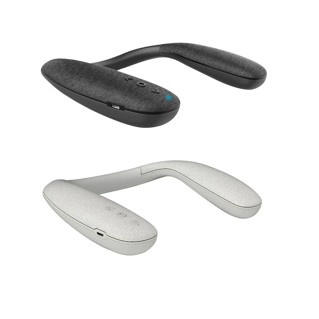 

Беспроводная колонка с глубокими басами, стерео звуком, подвесной шейный Bluetooth-динамик серого цвета