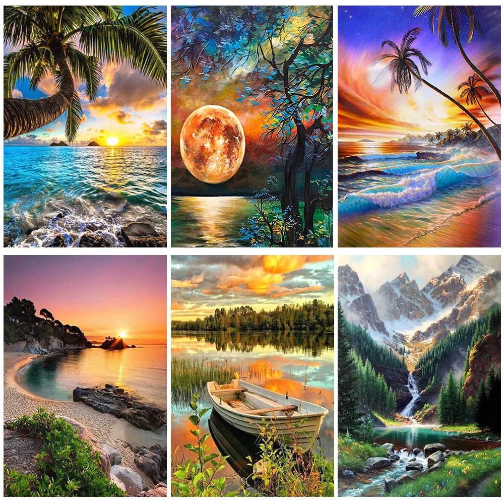 

Miaodu 5D Diamond Embroidery Scenery DIY Diamond Painting Mosaic River Cross Stitch Rhinestones Kit Full Round Drill Sale