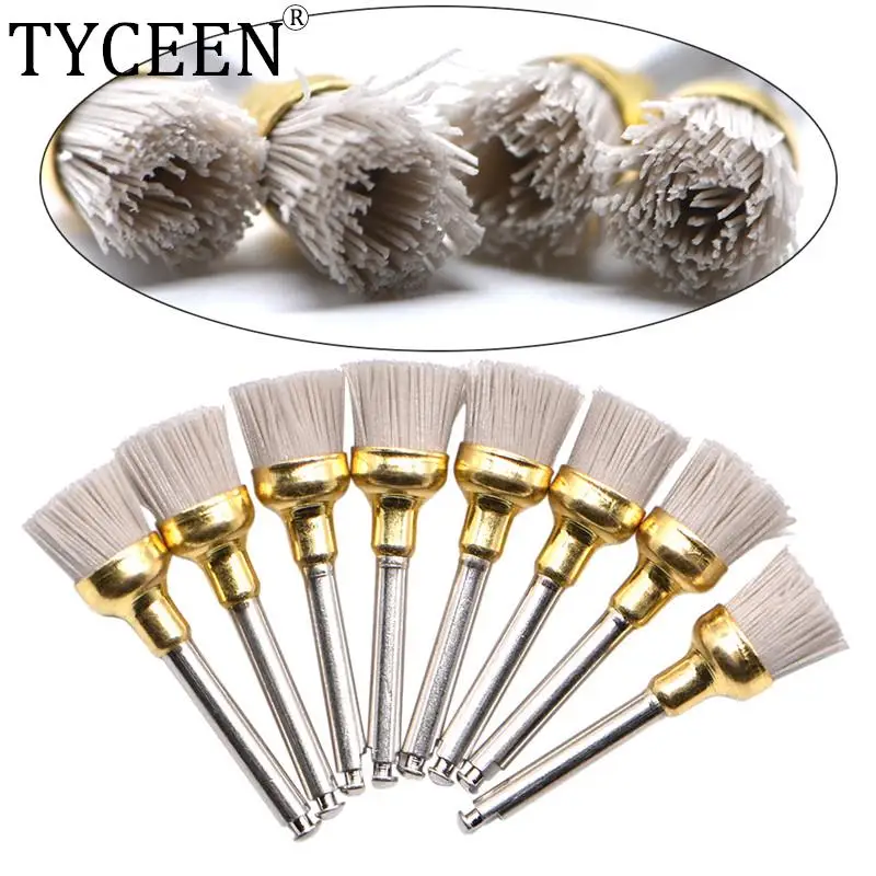 

10 шт./пакет зубные щетки для полировки, задвижка из глиноземного материала, плоская чаша, острый полировщик, щетка для наконечника под углом