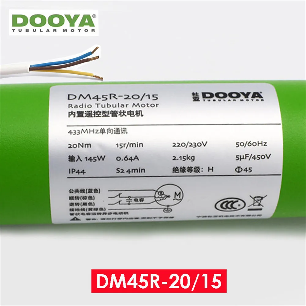 Оригинальный роликовый трубчатый двигатель Dooya DM45R/DM45S 20/15 220/230 В 50/60 Гц Rf433mhz