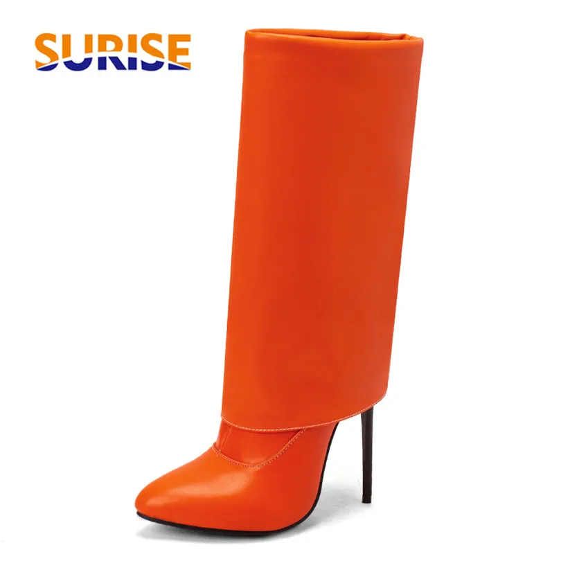 

Модные женские ботинки со штанами; Цвет оранжевый, розовый, белый; Высокий тонкий каблук; Сезон весна-осень; Вечерние пикантные Клубные женс...