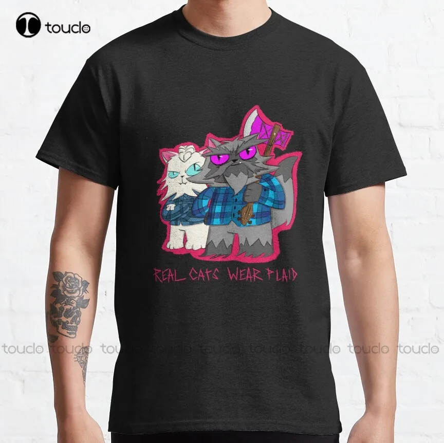 

Real Cats Wear Plaid Classic T-Shirt Kipo And The Age Of Wonderbeasts Mens White Shirt Harajuku Streetwear Digital Printing