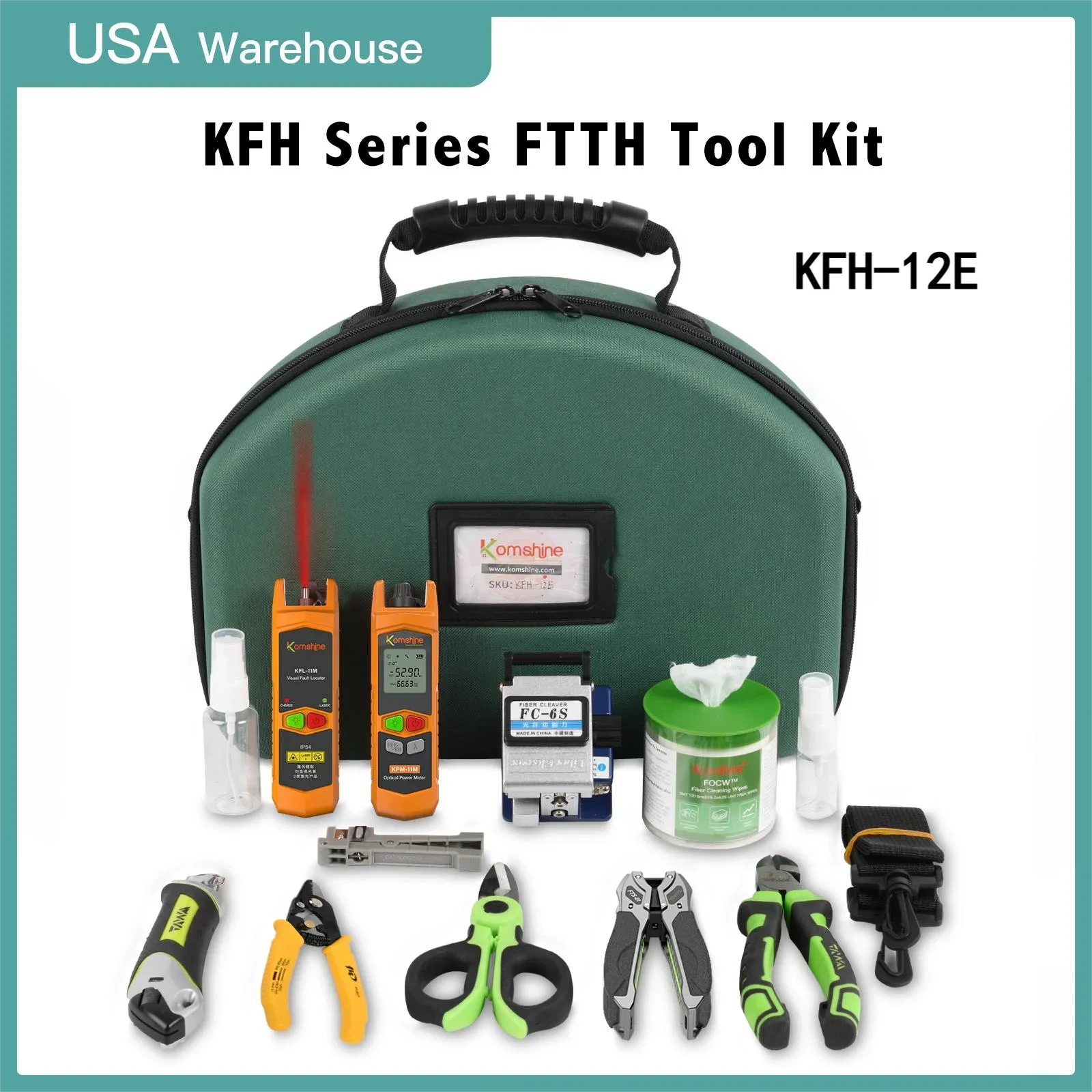 Инструмент для зачистки оптоволокна Komshine-FTTH KFH-12E и KFH-63D OPM VFL тестер