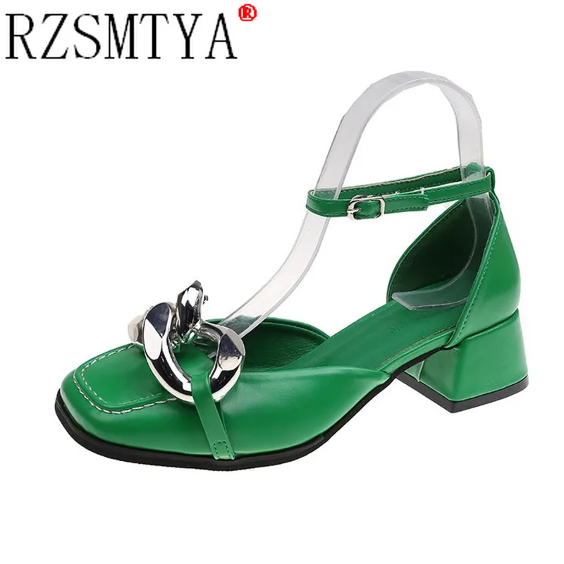 

Chunky Heeled Sandals Spring/summer 2022 New Silver High Heels French with Skirt Square Toe Middle-heel Shoes for Women