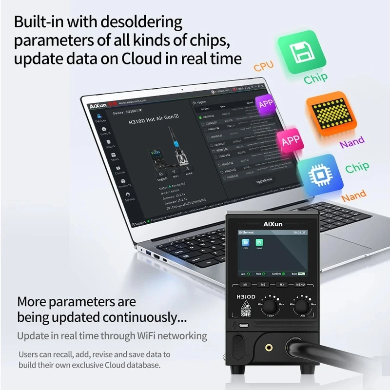Фото Новая паяльная станция AIXUN H310D для ремонта электроники, пайки и демонтажа, с точным контролем температуры, термовоздушная ремонтная станция №4
