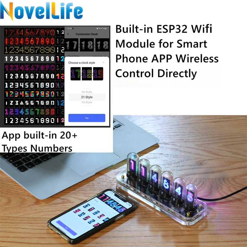 Набор часов NovelLife SE Nixie Tube цифровой календарь секундомер отображение времени и