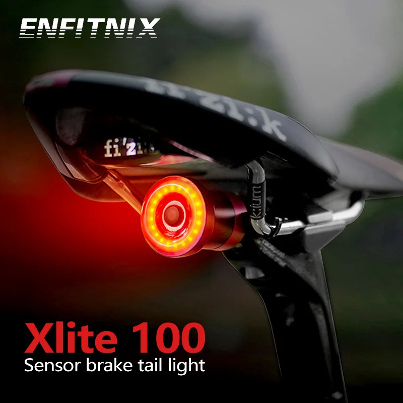 

Enfitnix Xlite 100 Smart Brake Bike Taillights IPX6 Waterproof USB Charging Road MTB Bicycles LED Rear Lights Aluminum Alloy