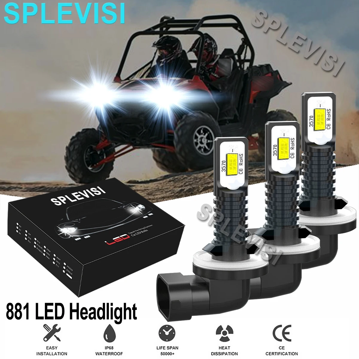 3x 105W LED Headlight Bulbs Pure White  6000K For Polaris Sportsman 500 550 570 600 700 800 850 XP